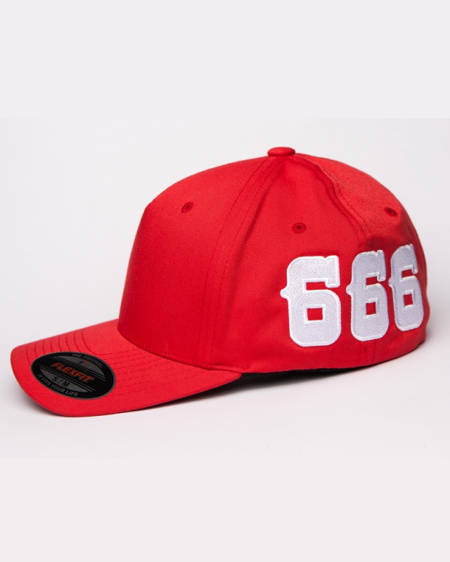 Flexfit- Cap: 666 | Rot - Weiss